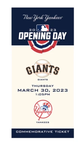 NY Yankees Anthony Volpe Debut 3/30/2023 SGA Collector Ticket Stub Opening Day Cover