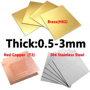 Plate Sheet Metal Plate Flat Stainless Steel / Brass / Red Copper 0.5-3mm Thick - Picture 1 of 21