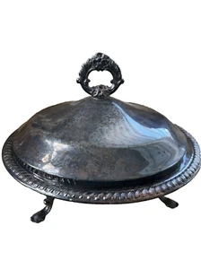 F.B. Cuenco cubierto con patas redondas plateado Rogers Silver Co. de colección 1158 - Imagen 1 de 8