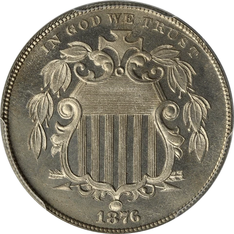 1876 Shield Nickel 5c, PCGS PR 66+ CAM, CAC - PQ++ Cover