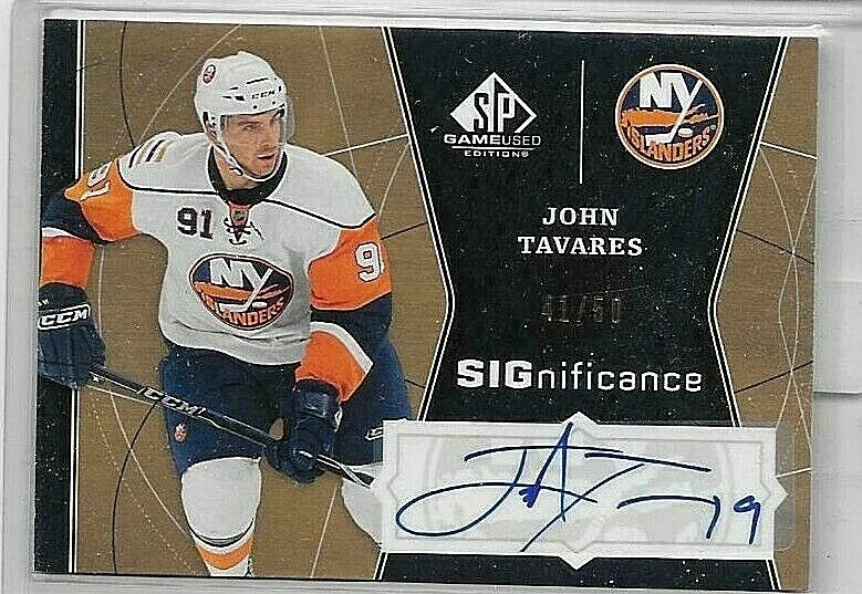 JOHN TAVARES 2009-10  SP GAME USED SIGNIFICANCE CERTIFIED AUTOGRAPH#/50 BV$100. - Image 1 of 1