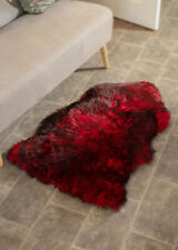 Eco Tanned Luxury Red Sheepskin Rug with Black Tips Super Soft Premium Hide