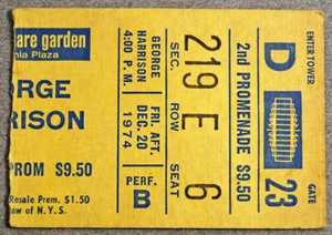 Boleto de concierto original George Harrison 20 de diciembre 1974 MSG Madison Square NY - Imagen 1 de 2