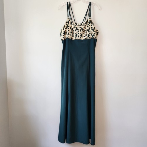 Abito Celine New York donna M L verde maxi strass uncinetto sera designer