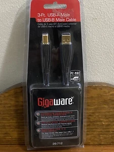 GIGAWARE NEW NIP 26-712 COMPUTER CABLE USB-A MALE to USB-B MALE 3 - Picture 1 of 7