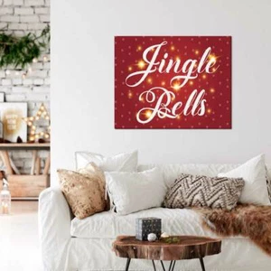 Quadro Jingle Bells Quadro natalizio per arredo soggiorno Quadro da appendere - Foto 1 di 3