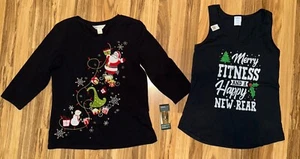 Starbucks Gold Christmas Ornament Women’s Small Tank 3/4 Length Shirt Santa - Picture 1 of 8