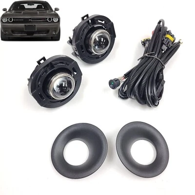 Fit 2015-2023 Dodge Challenger Halogen Fog Light w/ Switch Bezel Wires Assembly - Image 1 of 4