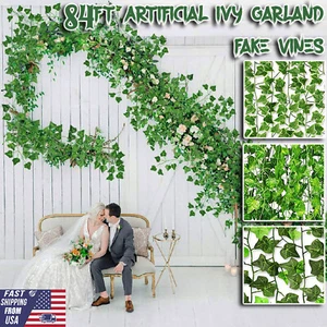 84 ft guirnalda de hiedra colgante artificial plantas vides hogar jardín oficina decoraciones - Imagen 1 de 49