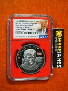 2020 (2022) CAMEROON PROOF BLACKENED SILVER DONALD TRUMP NGC PF70 FDI 1 OZ .999 - Picture 1 of 4