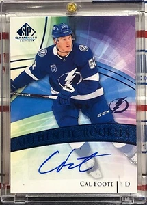 2020-21 UPPER DECK SP GAME USED CAL FOOTE, #195, AUTO, ROOKIE, BLUE, LIGHTNING - Picture 1 of 2
