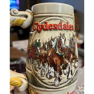 Vintage 1983 Budweiser Clydesdale Bierkrug - Brasilien mit 2 Aufdrucken / Boden - Bild 1 von 8