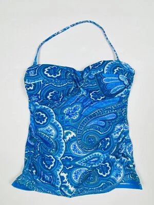 LAUREN RALPH LAUREN ЖЕНЩИН СИНИЙ ПЕЙСЛИ БАНДО ТАНКИНИ ПЛАВАТЬ ВЕРХНИЙ РАЗМЕР 6 ОТЛИЧНОМ - Изображение 1 из 4