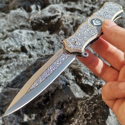 Hand Forged Portable Paring Knife in Silver Color with Delicate Engraving Proces - Image 1 of 4