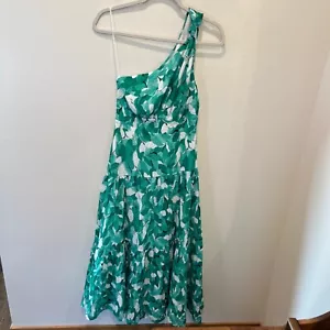 NWT billy j Green Jayme Maxi Dress Green Tropical Floral Dress One shoulder Sz 8 - Picture 1 of 14