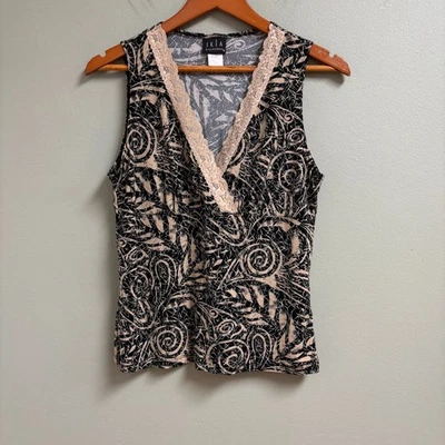 Vintage JKLA Womens Y2K Babydoll Empire Waist Lace V-Neck Top Size L Fairy 90s - Image 1 of 4