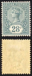 Ceylon SG199 28c Slate wmk Crown CA M/M Cat 26 Pounds - Bild 1 von 1
