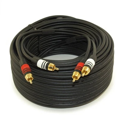 75ft 2 Wire RCA Premium Component Audio Cables  24K Gold Plated  Black - Image 1 of 2
