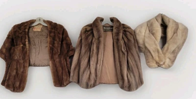 LOT OF 7 VINTAGE FUR COATS & STOLE WRAP 50s 60s 80s MINK HOLLYWOOD GLAM MOB WIFE - Image 1 of 4