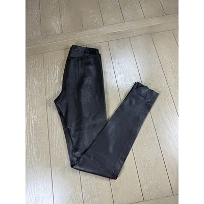 Pantalones de cuero Alice + Olivia Lamb para mujer 2 negros pierna ajustada cremallera mosca lujo Foto 1 de 4