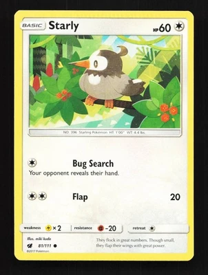Starly 81/111 LP Crimson Invasion English Pokemon Card TCG - Image 1 of 4