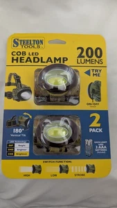 STEELTON TOOLS 200 Lúmenes COB LED Lámpara de Cabeza 3 Modos Paquete de 2 Baterías Incluidas NUEVO - Imagen 1 de 2