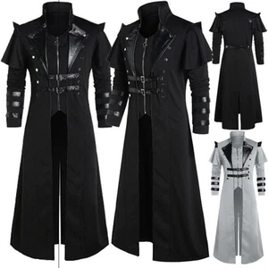 Men Dress Steampunk Tailcoat Jacket Victorian Black Costume Elf Pirate - Picture 1 of 17