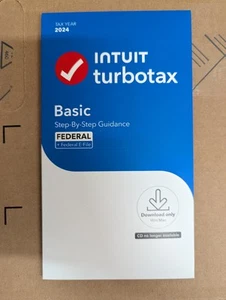 "Intuit Turbotax 2024 Basic Federal E-File Win-Mac Tax Prep" Free Ship / New - Photo 1/2