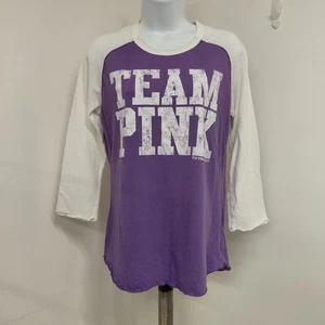 Victoria Secret Team Pink Shirt Damen Large Lila Logo Grafik Campus Crew... - Bild 1 von 14