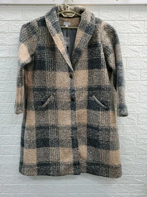 Nuevo Abrigo Joan Rivers Rizado Sherpa Cuello Chal Multicolor Cuadros Talla 1X Foto 1 de 4