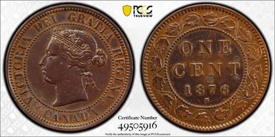 1876-H Canada Large Cent, PCGS Gold Shield AU Details. - Image 1 of 4
