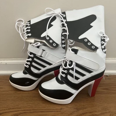 Harley Quinn - Suicide Squad Lace Up High Heel Boots - Shoes | Size Women's 7 - Image 1 of 4