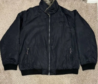 Men’s Phat Farm XL Black Jacket With Fur Lining Nylon Comber Jacket - Image 1 of 4