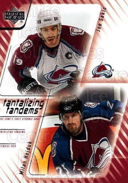 2001-02 Upper Deck Tantalizing Tandems #2 Joe Sakic, Milan Hejduk - Image 1 of 1