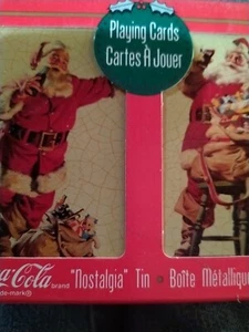 Coca Cola 1995 Nostalgia Santa Playing Cards in Tin Box Sealed New T7 - Picture 1 of 1