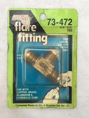Waxman Industries 3/8" O.D. Camiseta de LATÓN Flare Fitting para líquidos/aire/gas N.O.S. Foto 1 de 3