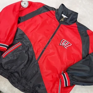 Vintage Pro Player Mens Jacket XL Full Zip Windbreaker Wisconsin Badgers 90s Y2K - Picture 1 of 16