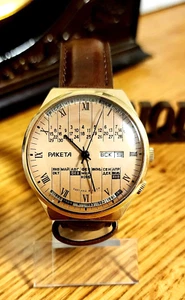 Vintage Watch RAKETA. Perpetual Calendar. SU. Au 1.MADE IN USSR. Soviet/Russia - Picture 1 of 23