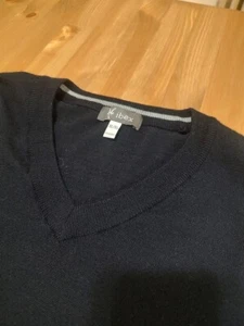 Ibex Men's V-Neck Sweater, Navy Blue Merino Wool Size XL Long Sleeve Lightweight - Picture 1 of 6