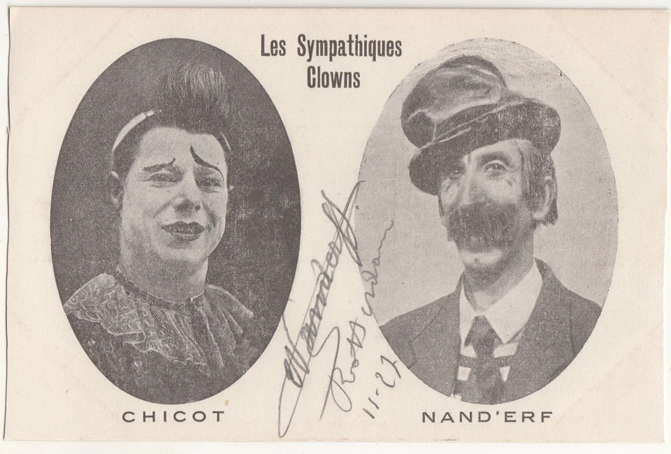 Zirkus Circus Ak Les Sympathiques Clowns Chicot Nandèrf Autogramm 1927 ! (A2505 - Bild 1 von 2