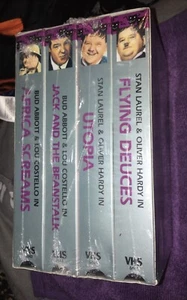 Comedy Teams Set of 4 VHS Tapes Abbott & Costello and Laurel & Hardy New Rare - Picture 1 of 5