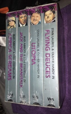Comedy Teams Set of 4 VHS Tapes Abbott & Costello and Laurel & Hardy New Rare - Image 1 of 4