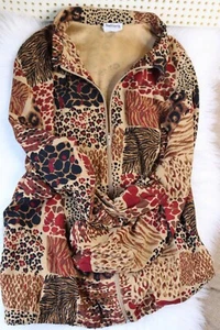  Bon Worth Animal Print Zipper Front Collared Jacket XL Elastic Bottom & Sleeves - Picture 1 of 7