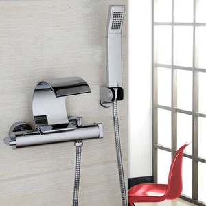 Wall Mount Semicircle Waterfall Bathtub Mixer Hand Held Shower Faucet Spray Taps - Picture 1 of 7