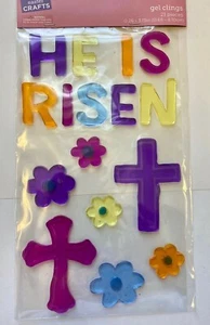 Pegatina de gel para ventana de Pascua He Is Risen decoración de escuela dominical aula - Imagen 1 de 1