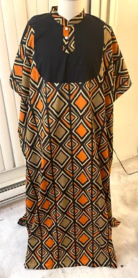 Kaftan Negro Estampado Africano Tribal Para Mujer Hombre Unisex Nuevo Algodón Naranja Oliva Foto 1 de 4