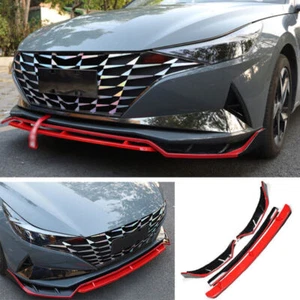 4X Black&Red Front Bumper Lip Spoiler Bodykit Refit For 2021-22 Hyundai Elantra - Picture 1 of 5