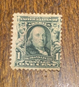 Scott # 300, 1902-03, 1 Cent Ben Franklin Used Stamp - Picture 1 of 2