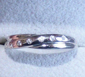 Natural White Sapphire Silver Band Ring - Picture 1 of 5