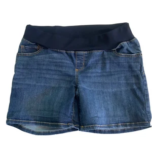 Denim Maternity Shorts Liz Lange Great Condition Sz Small Wide Low Waistband - Picture 1 of 11
